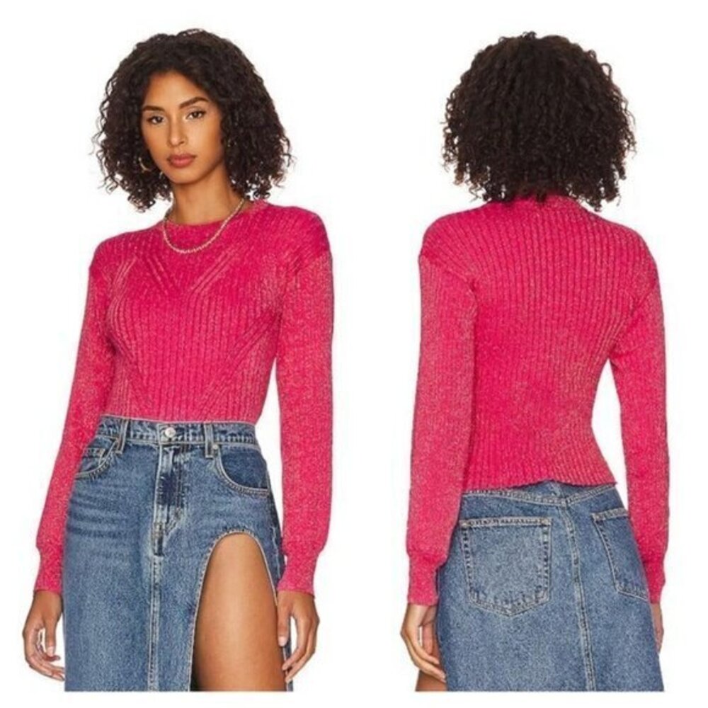 MORE TO COME Mariah Ribbed Sweater - Hot Pink